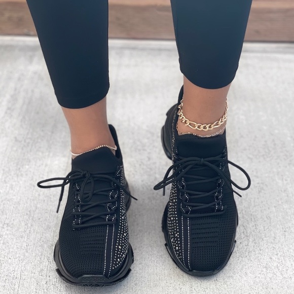 Black Glitzy Rhinestone Embellished FlyKnit - Picture 3 of 10